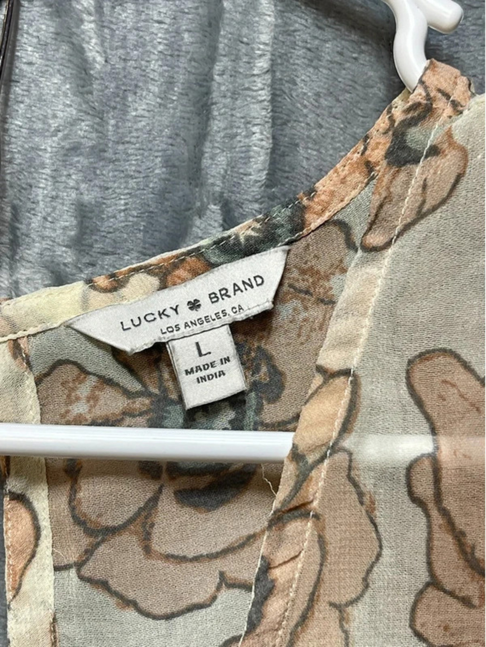 Lucky Brand Women's Floral Cold Shoulder Midi Dress Beige Long Sleeve Large - Picture 5 of 8